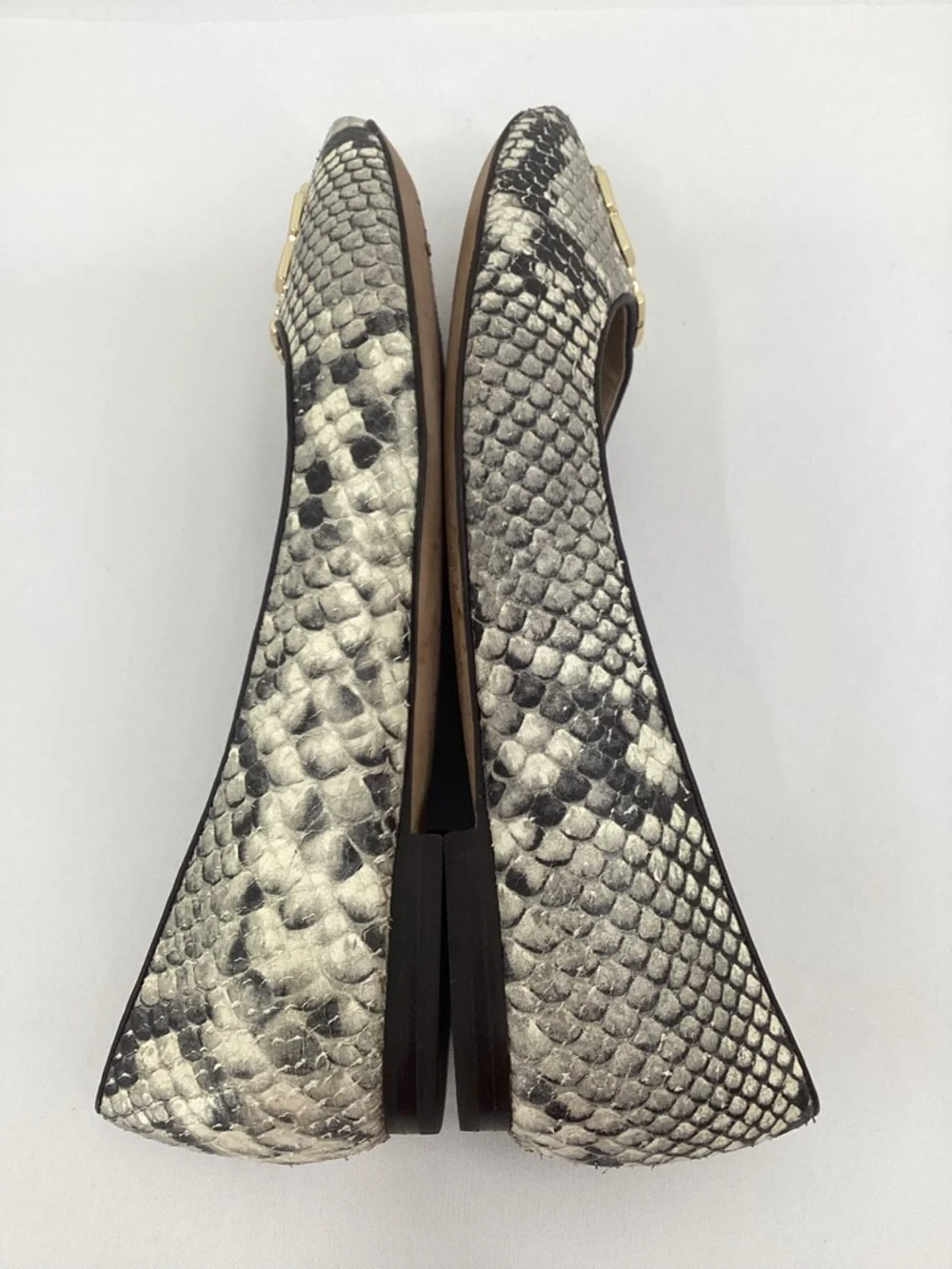 Tory Burch Georgia Snake-Print Ballet Flats with Gold Logo